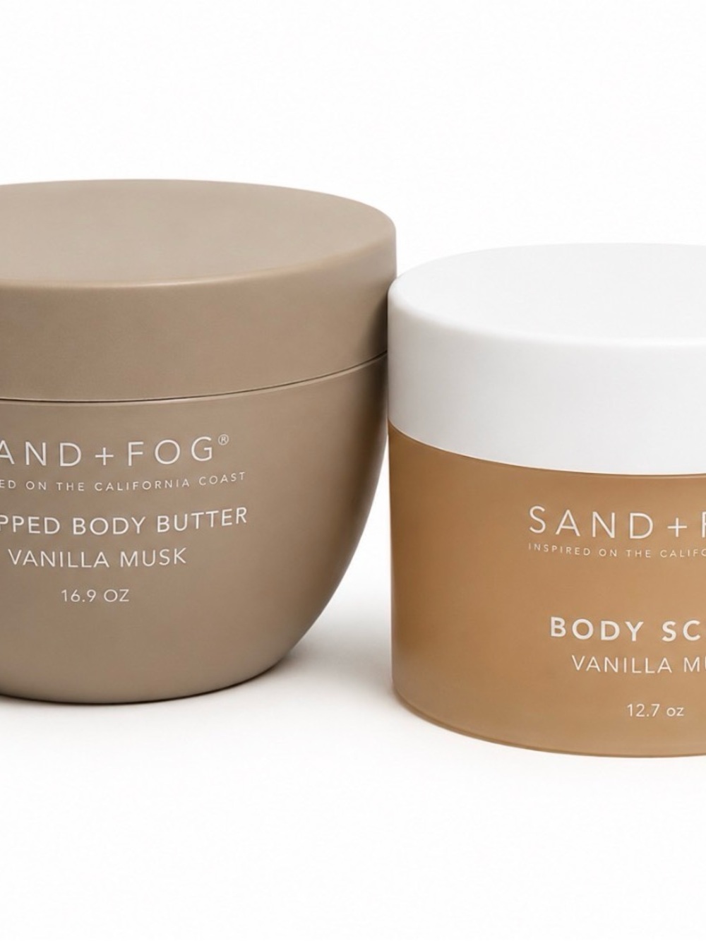 SAND + FOG Vanilla Musk Body Scrub & Butter Set — Neutral Beige/White